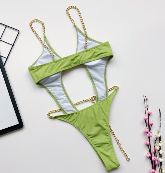 Embracing Chains High Cut Hollow Out Piece Suit - Donny's Angel