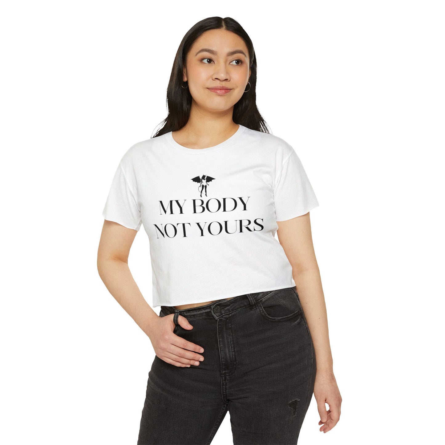 Donny's Devil My Body Not Your's Raw Hem Crop Tee