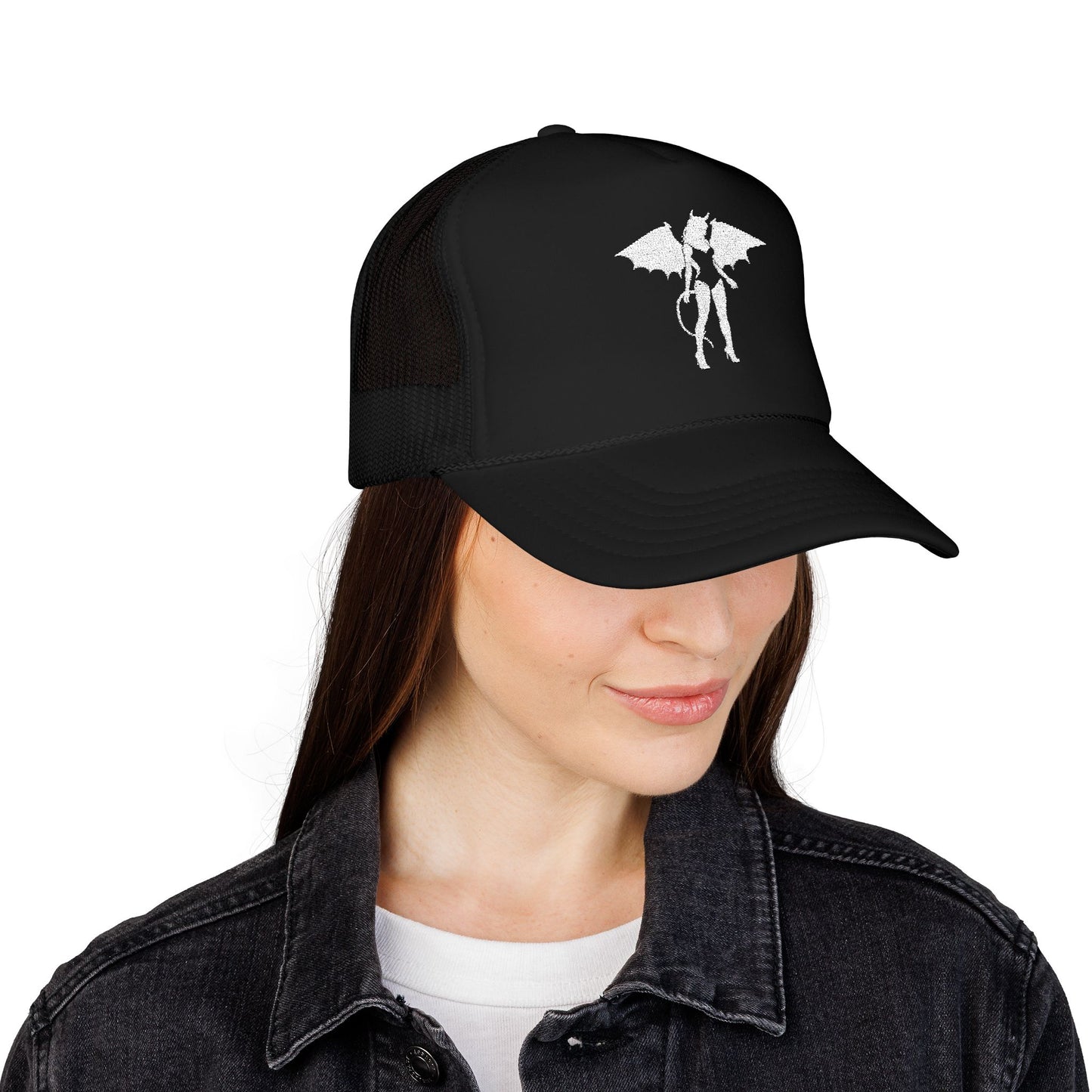 Donny's Devil Embroidered Foam Trucker Hat, Trendy Cap, Stylish Accessory, Gifts for Him/Her, Summer Festival Wear, Casual Outdoor Hat