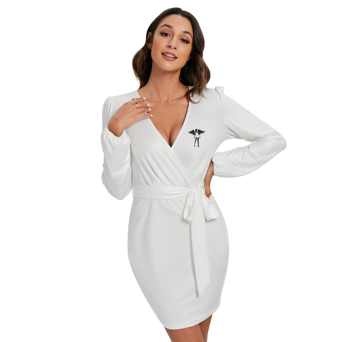 All-Over Print Women's Long Sleeve Dress With Waist Belt – Donny's Angel All-Over Print Women's Long Sleeve Dress With Waist Belt – Donny's Angel