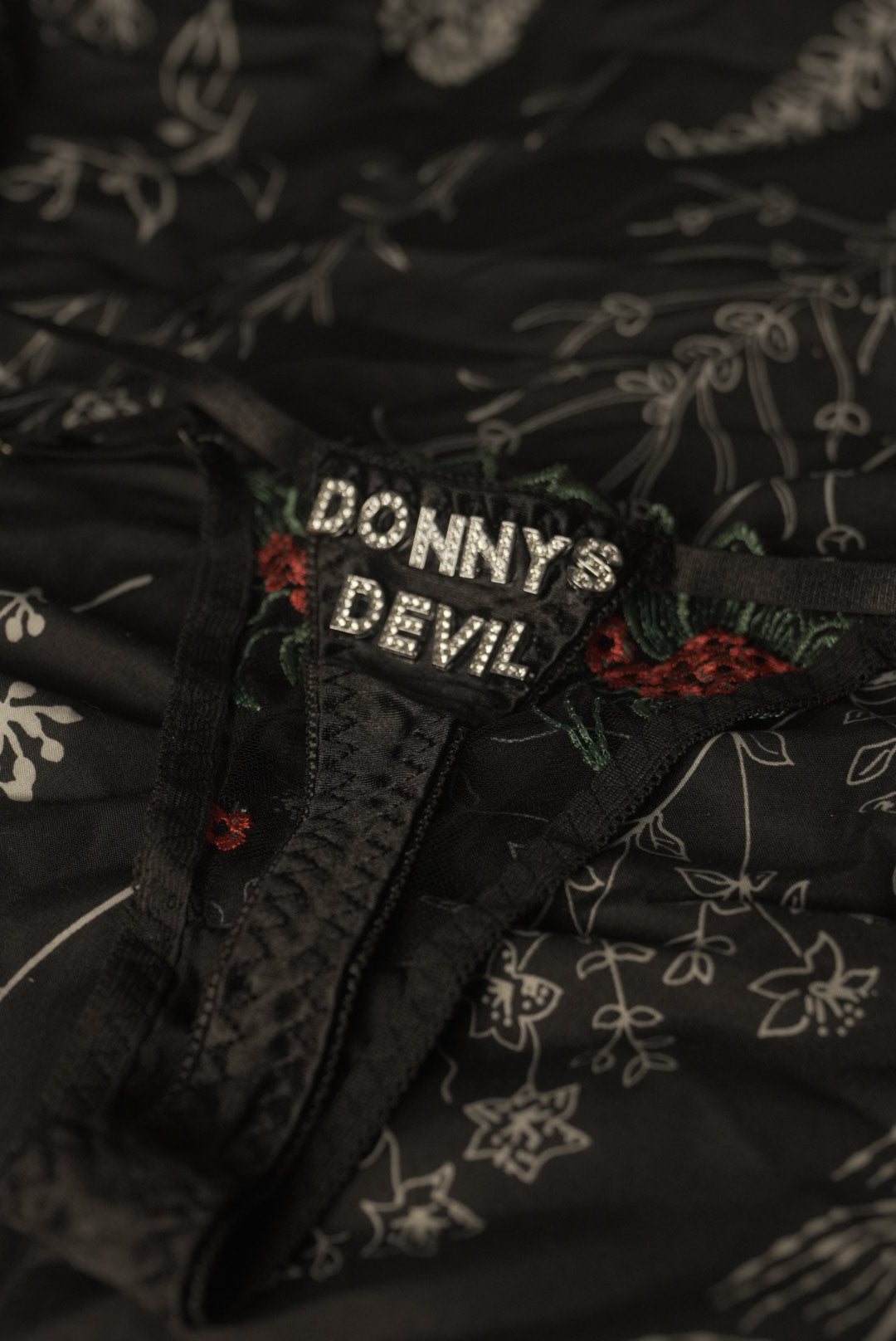 Signature Donny's Devil Mesh Embroidery 2 Piece Set with Metal Rhinestone Lettering - Donny's Angel