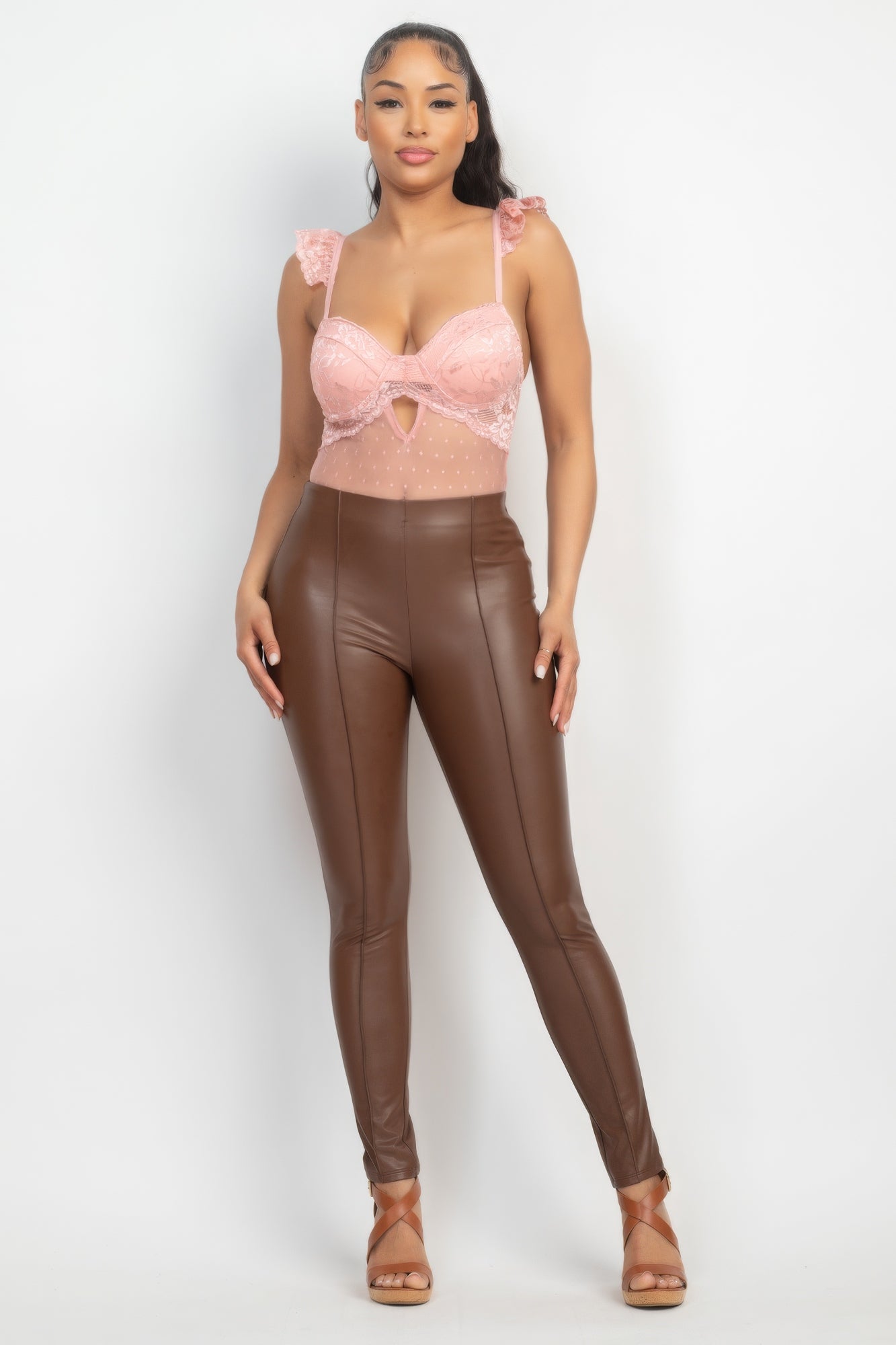 Sweetheart Cut-out Cami Ruffled Bodysuit - Donny's Angel