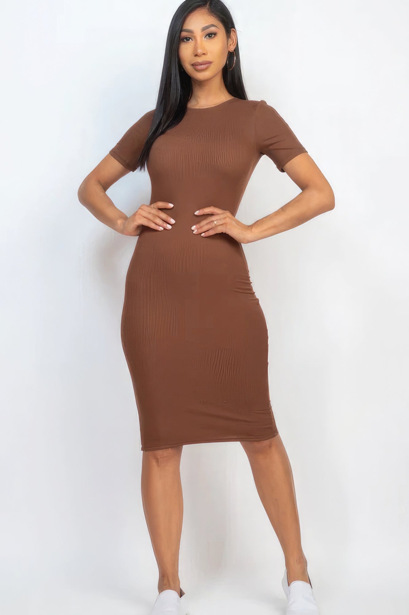 Ribbed Bodycon Midi Dress - Donny's Angel
