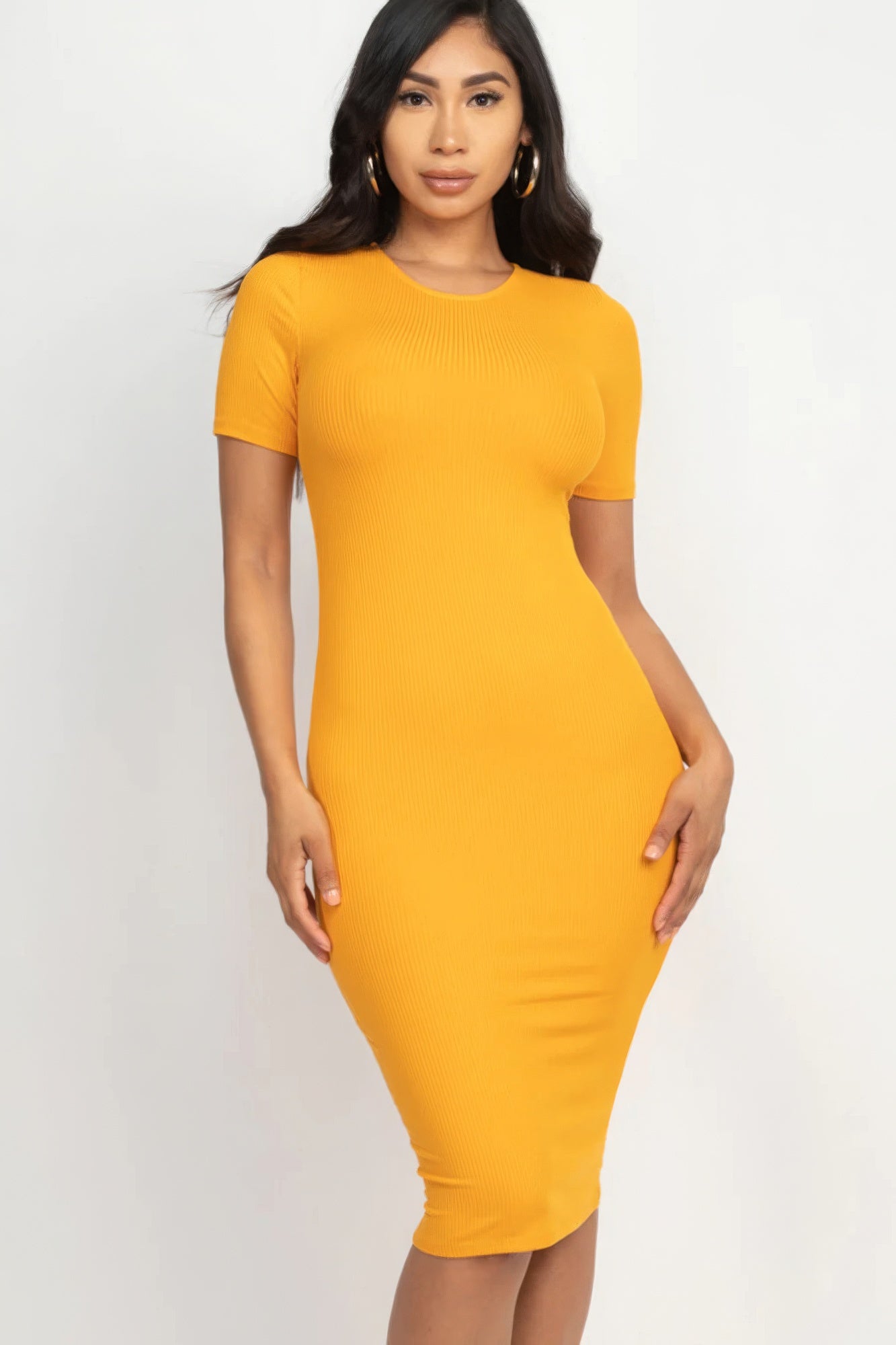 Ribbed Bodycon Midi Dress - Donny's Angel