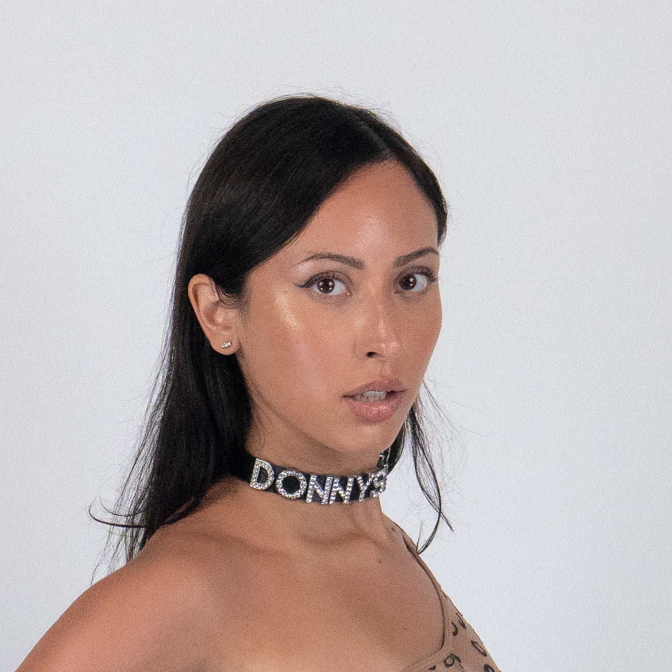 Donnys Devil Signature Metal Rhinestone Embellished Choker