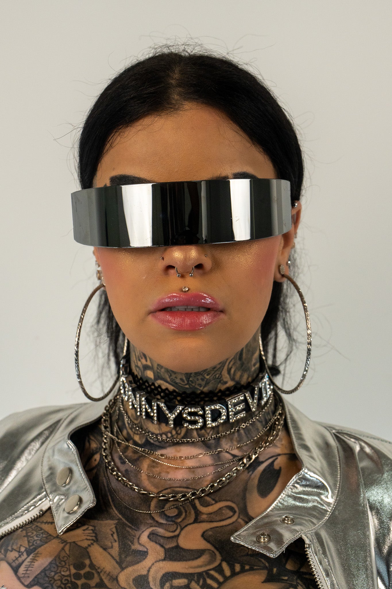 Donny's Devil Laser Print Logo Chrome Cyberpunk Sunglasses
