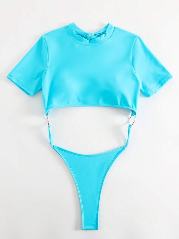 One-Piece Cut Out Combo Shirt Bikini