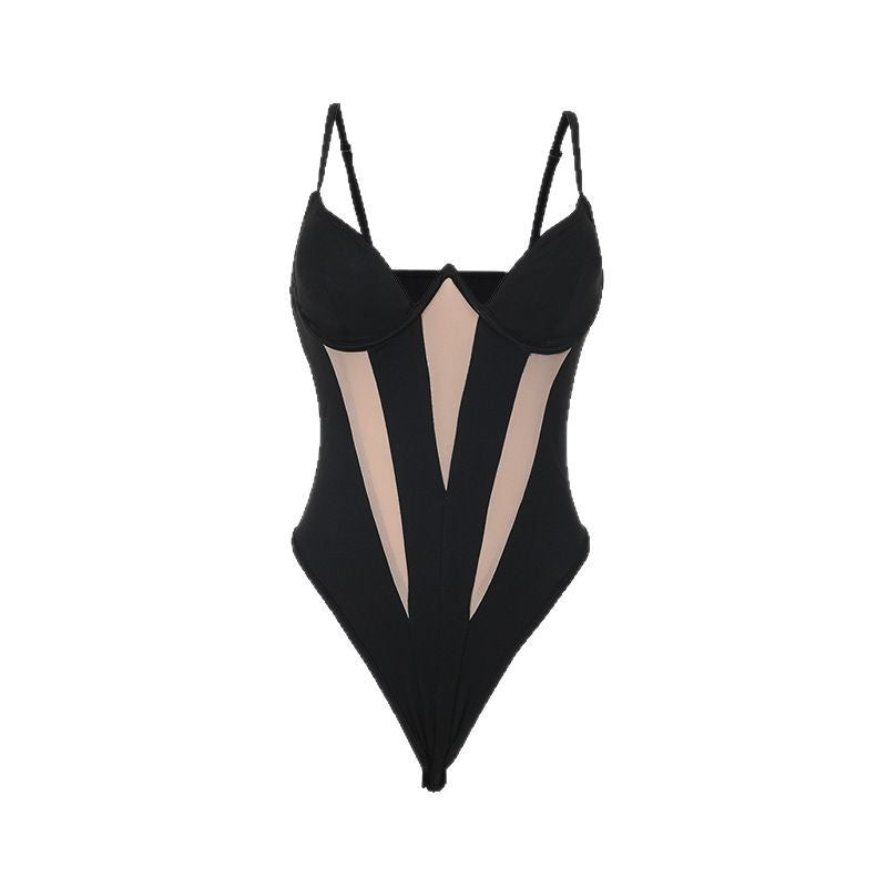 In the autumn of YJ24554, 2024 new European and American cross-border hot girls sling hollow stitching sexy black jumpsuit women