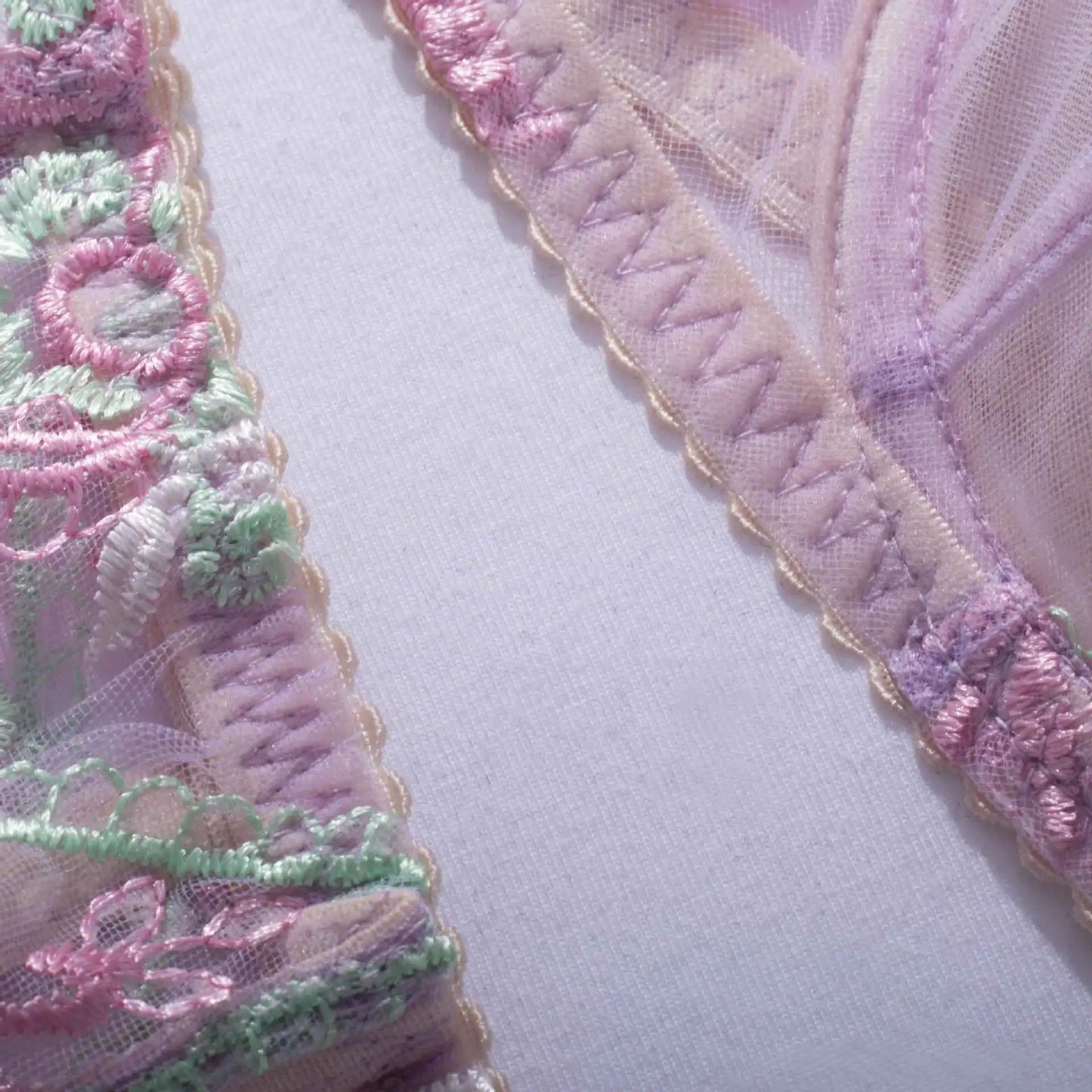 Embroidered Pleasure  4 Piece Lingerie Set