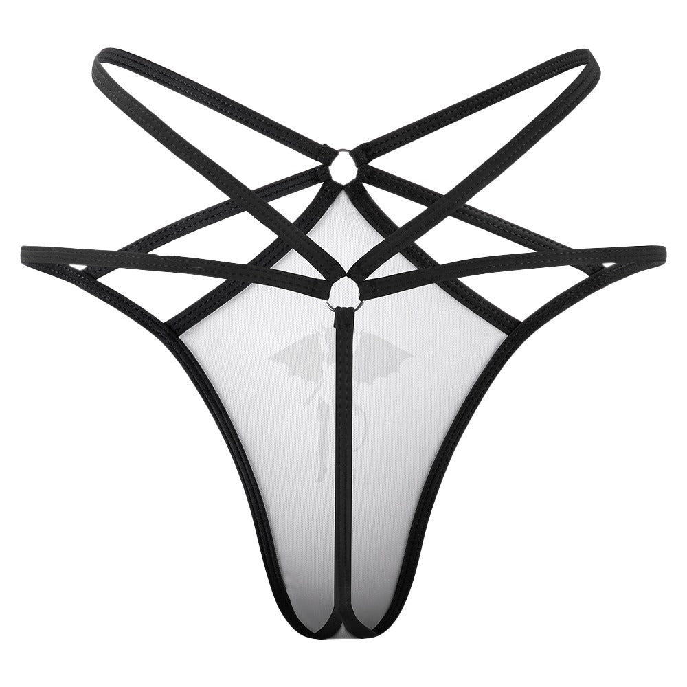 Donny's Devil Contrast Mesh Panel T-back Thong - Donny's Angel