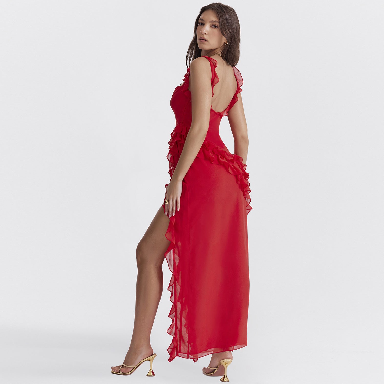 Ravishing Ruffle Backless Dress - Donny's Angel