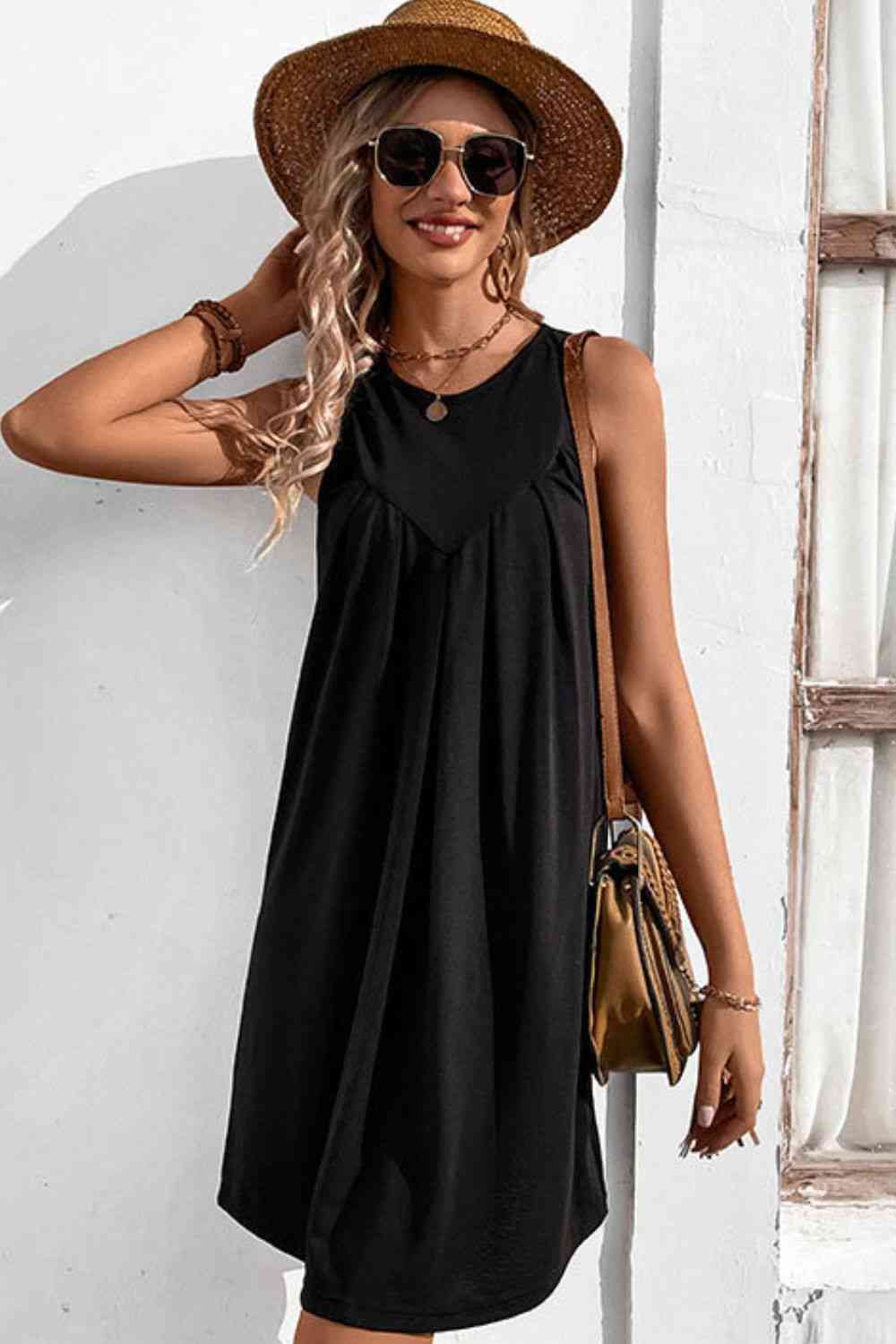 Round Neck Sleeveless Mini Dress - Donny's Angel