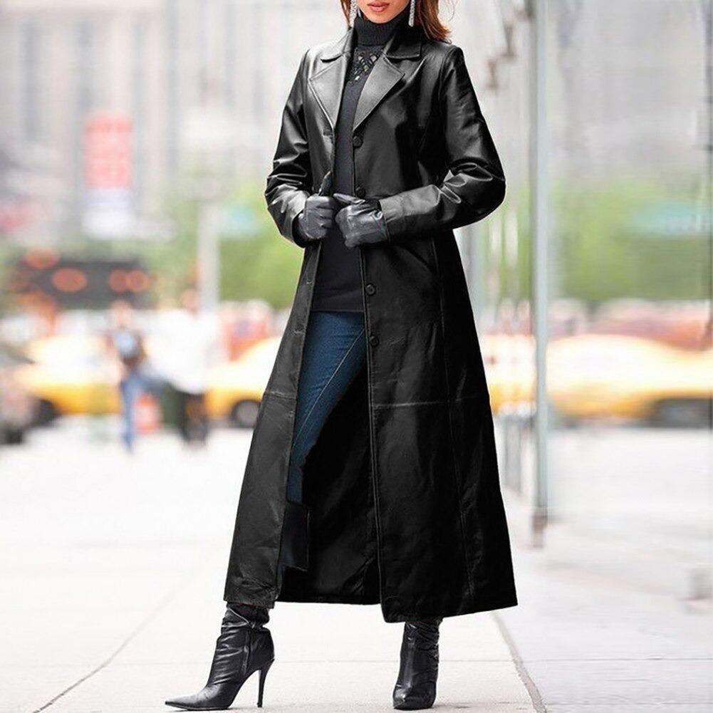 Faux Leather Elegant Long Coat - Donny's Angel