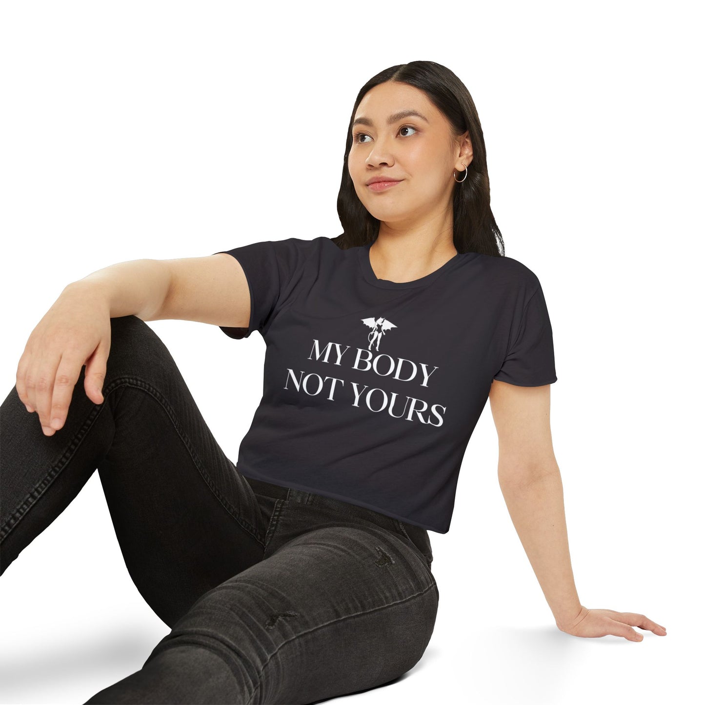 Donny's Devil My Body Not Your's Raw Hem Crop Tee