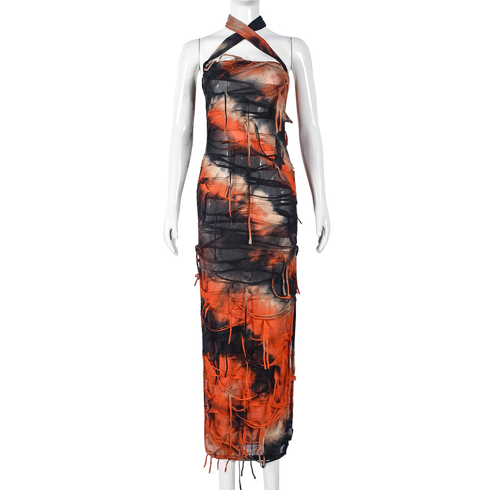 Serene Backless Dark Tie-Dye Gown - Donny's Angel