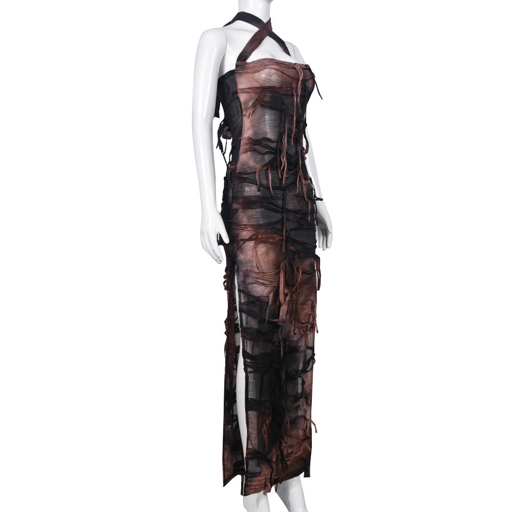 Serene Backless Dark Tie-Dye Gown - Donny's Angel