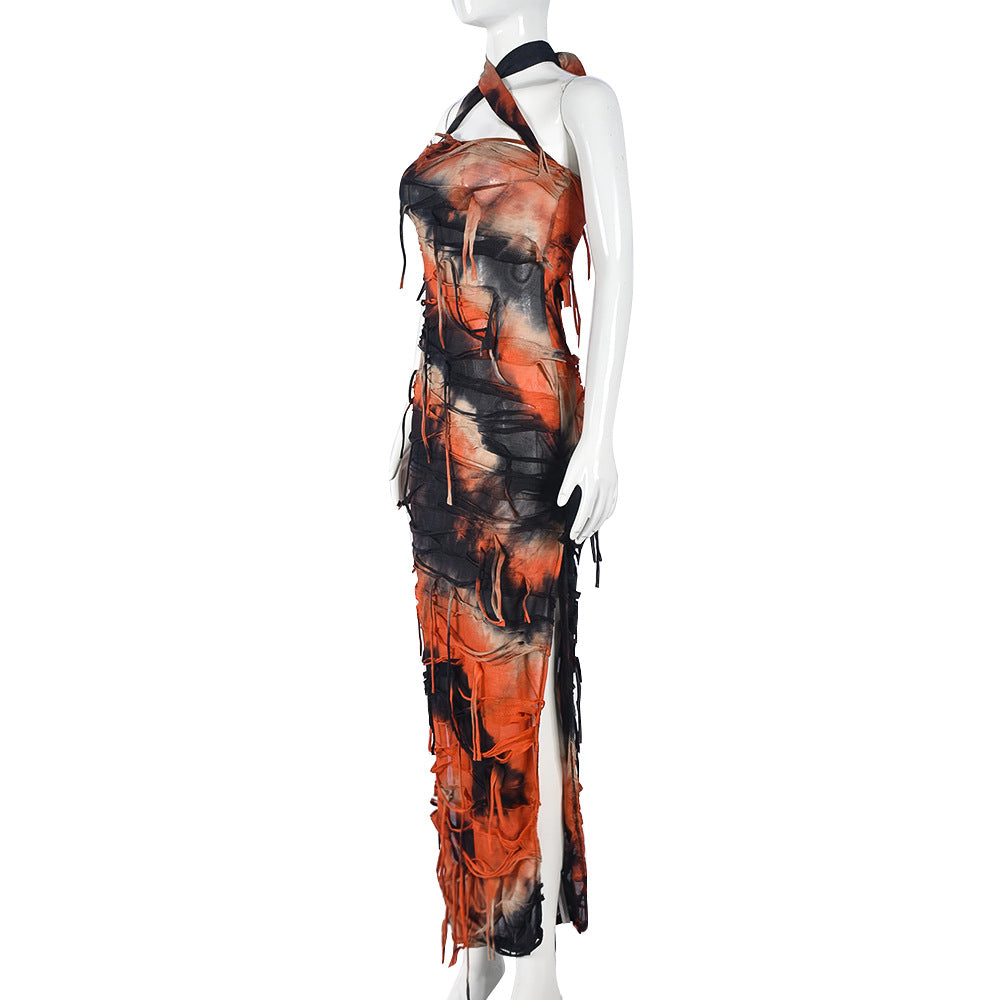 Serene Backless Dark Tie-Dye Gown - Donny's Angel