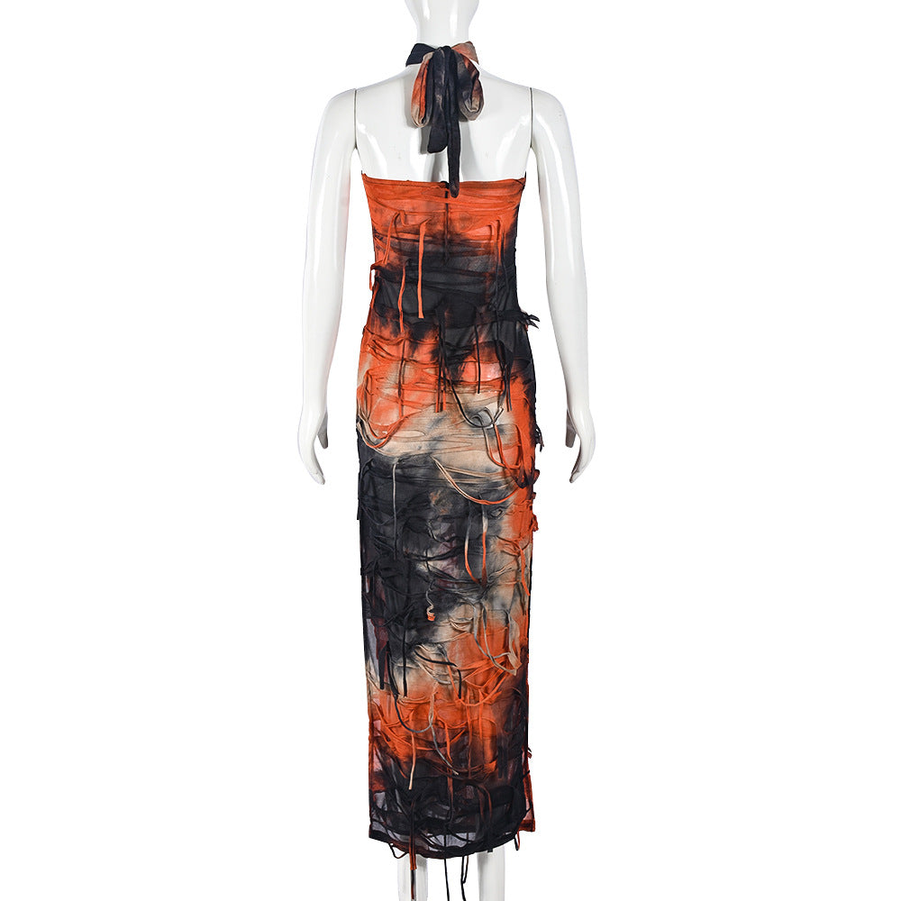 Serene Backless Dark Tie-Dye Gown - Donny's Angel