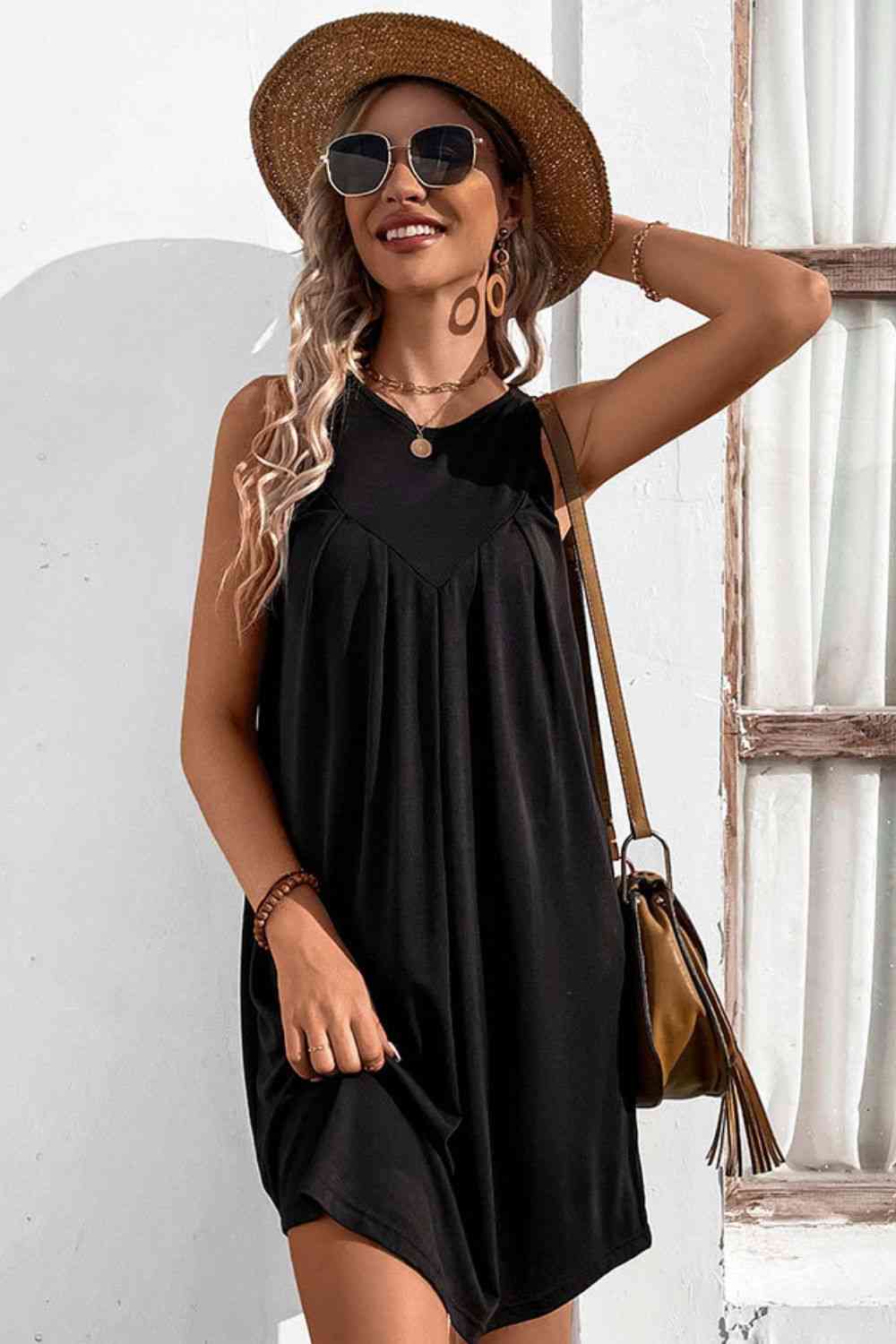 Round Neck Sleeveless Mini Dress - Donny's Angel