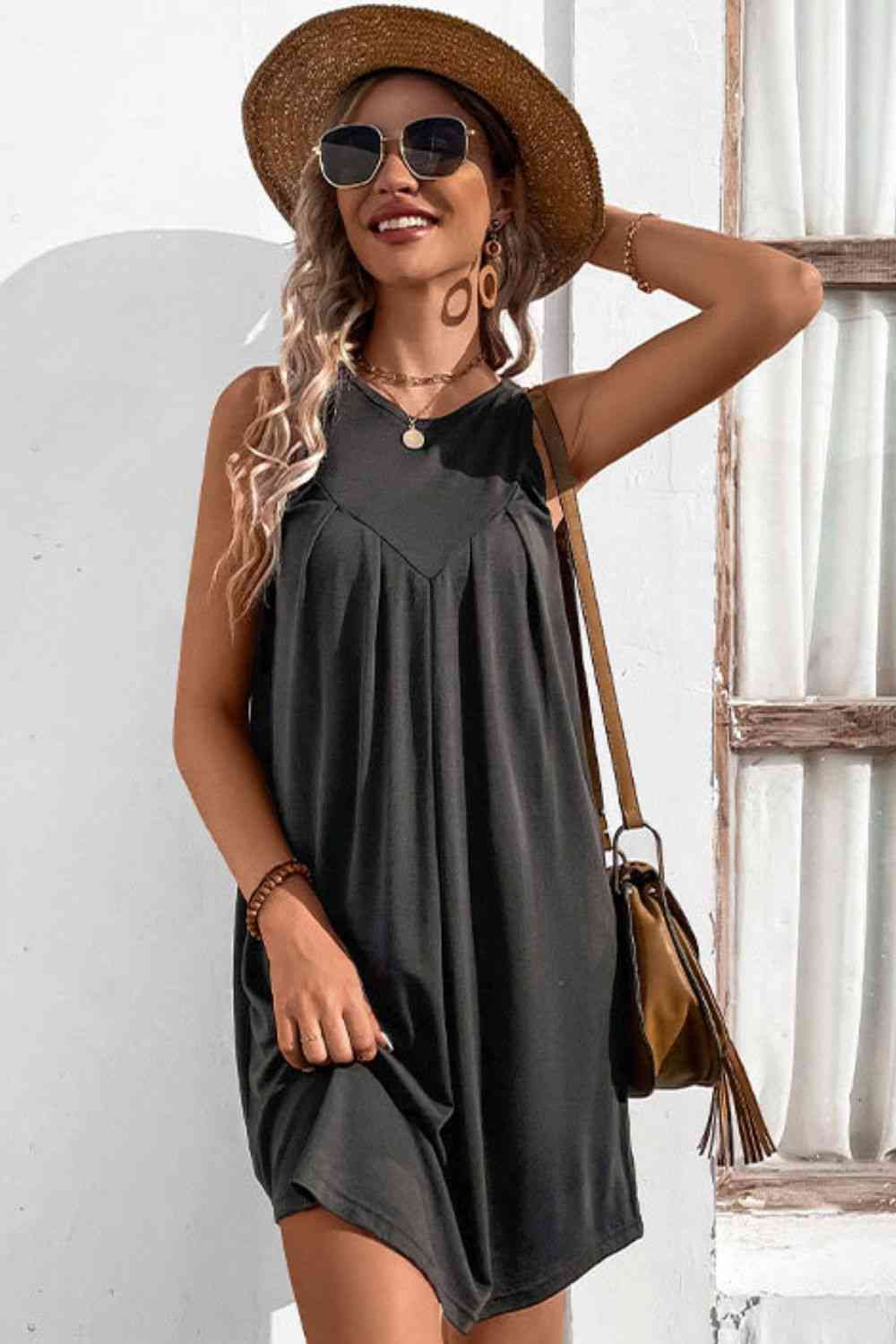 Round Neck Sleeveless Mini Dress - Donny's Angel