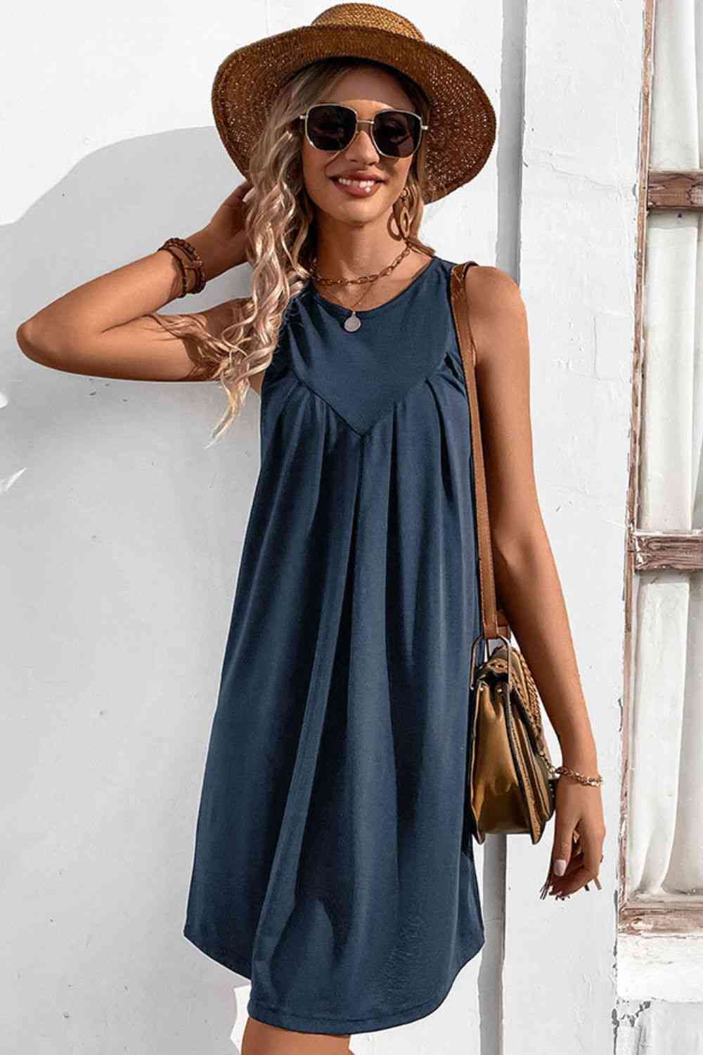 Round Neck Sleeveless Mini Dress - Donny's Angel