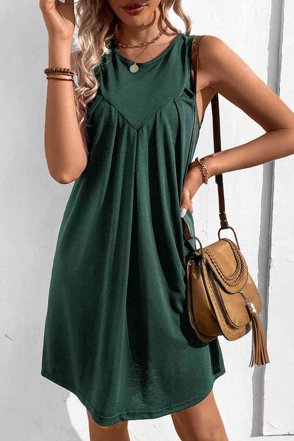 Round Neck Sleeveless Mini Dress - Donny's Angel