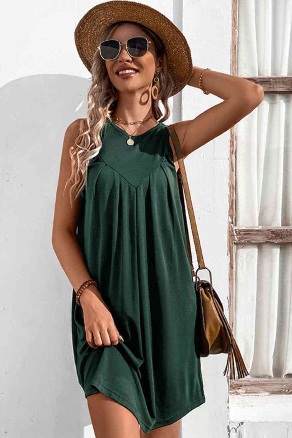 Round Neck Sleeveless Mini Dress - Donny's Angel