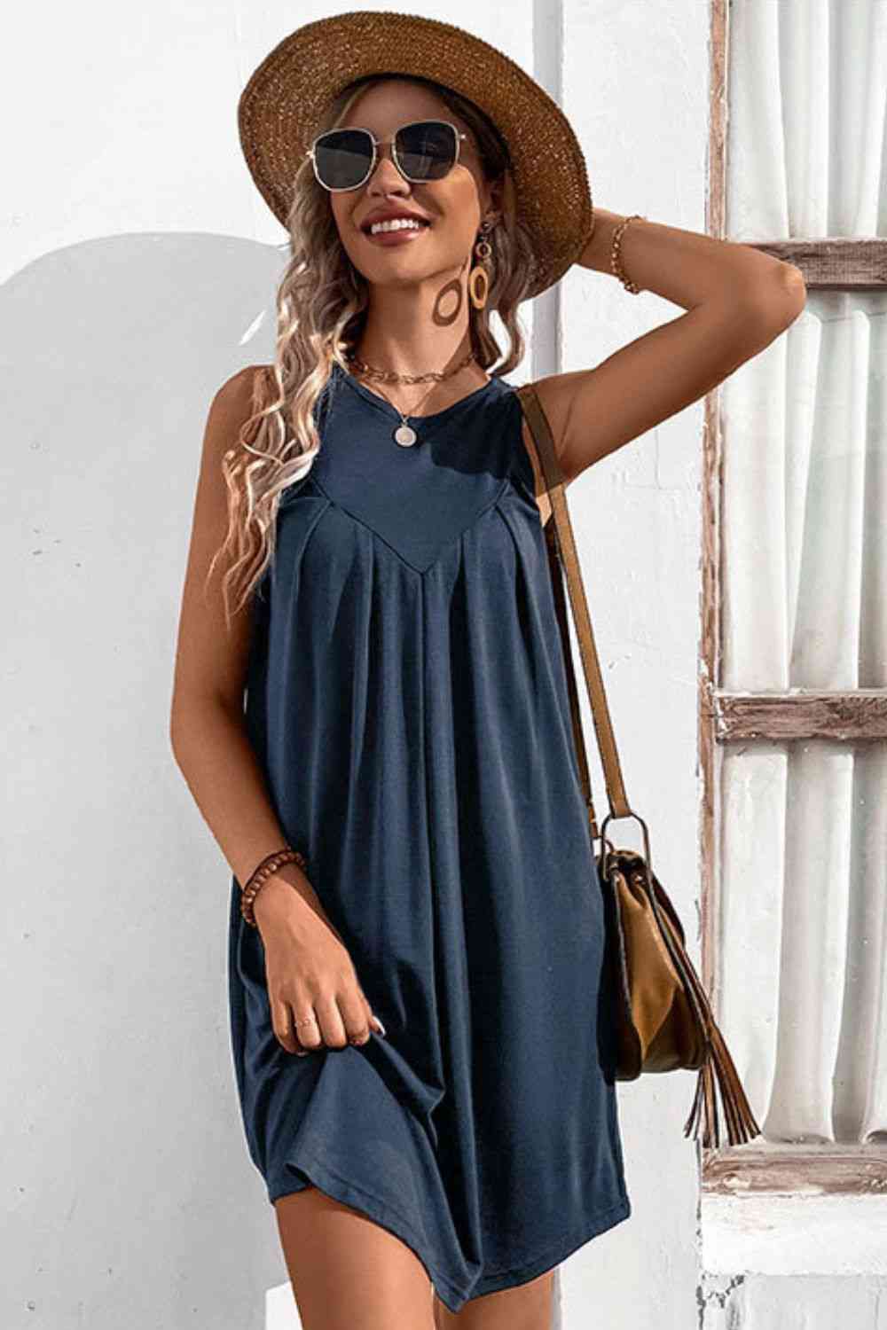 Round Neck Sleeveless Mini Dress - Donny's Angel