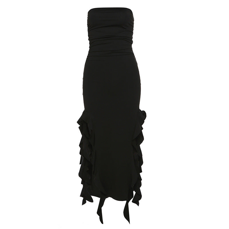 Ravishing Ruffle Off shoulder Double Slit Dress - Donny's Angel