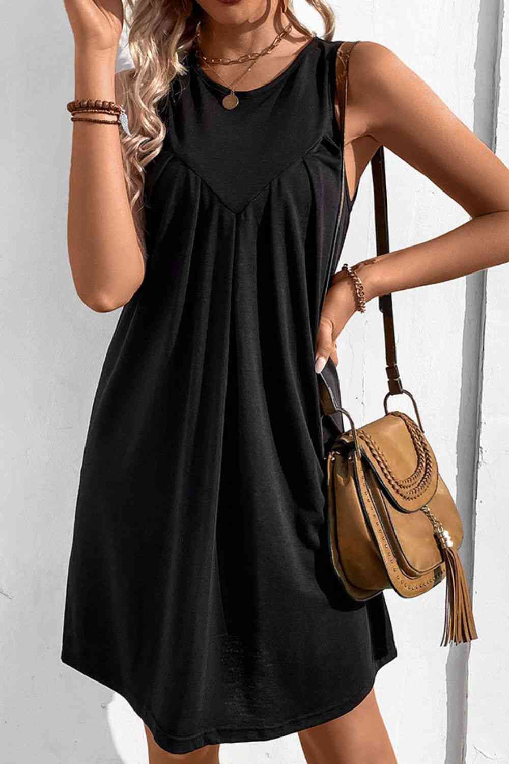 Round Neck Sleeveless Mini Dress - Donny's Angel