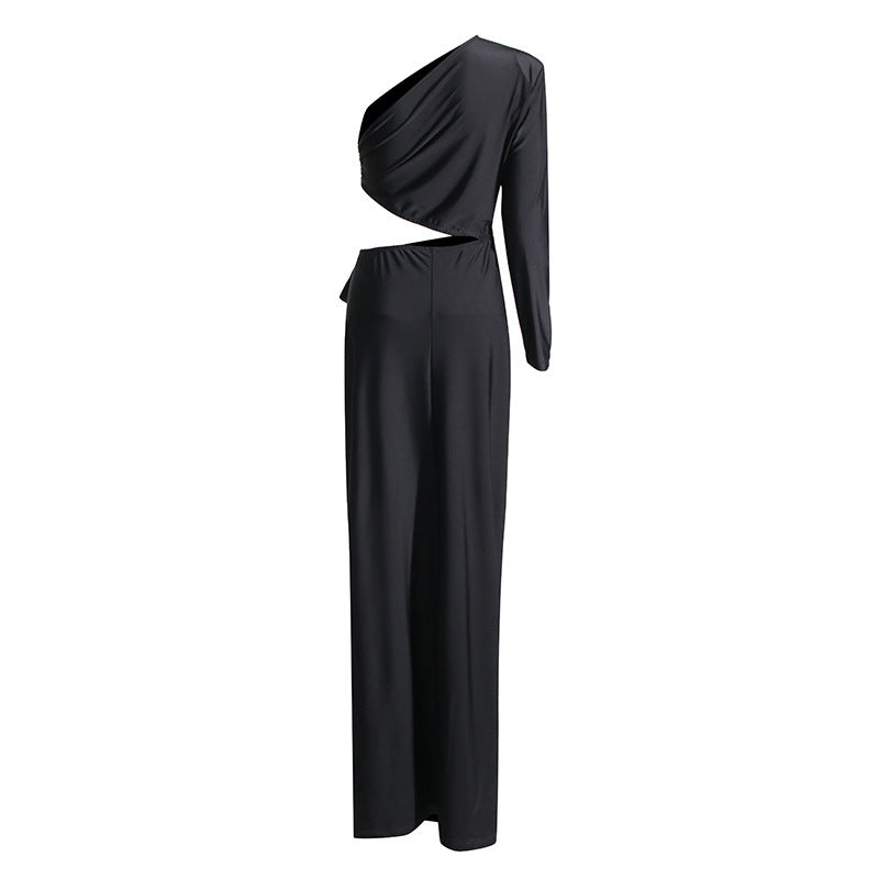 Sophisticate's Asymmetrical Sleeve Gala Gown with Slit - Donny's Angel