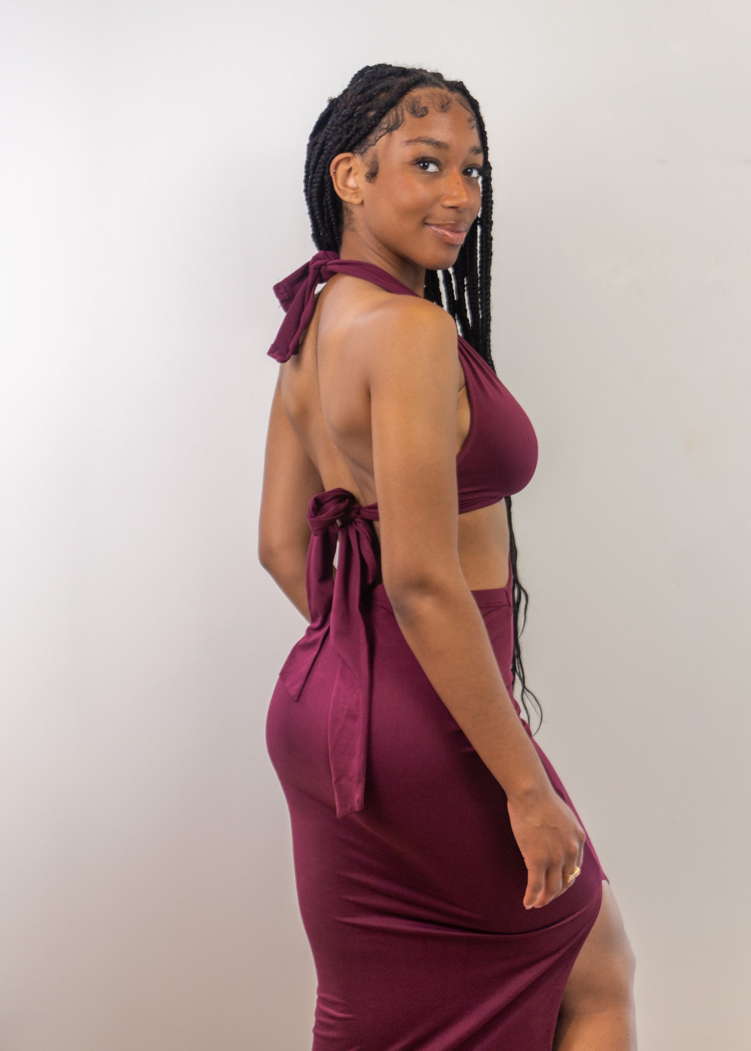 Seductive Tie-Back Halter Midi Dress - Donny's Angel