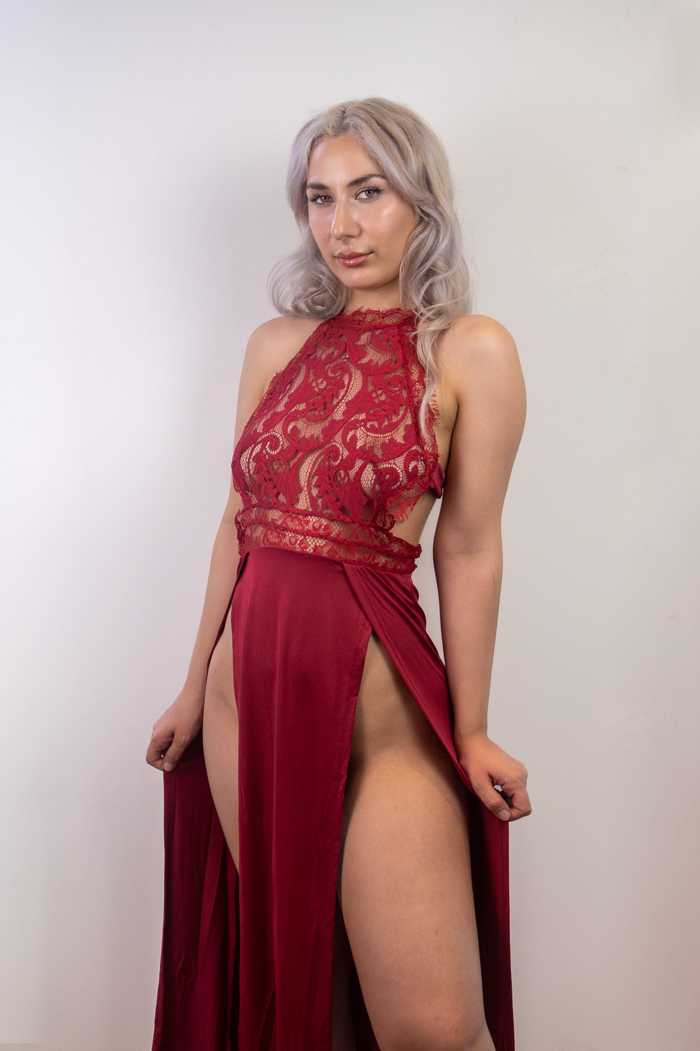 Celestial Lace Double High Slit Evening Dress Donny's Angel Celestial Lace Double High Slit Evening Dress Donny's Angel