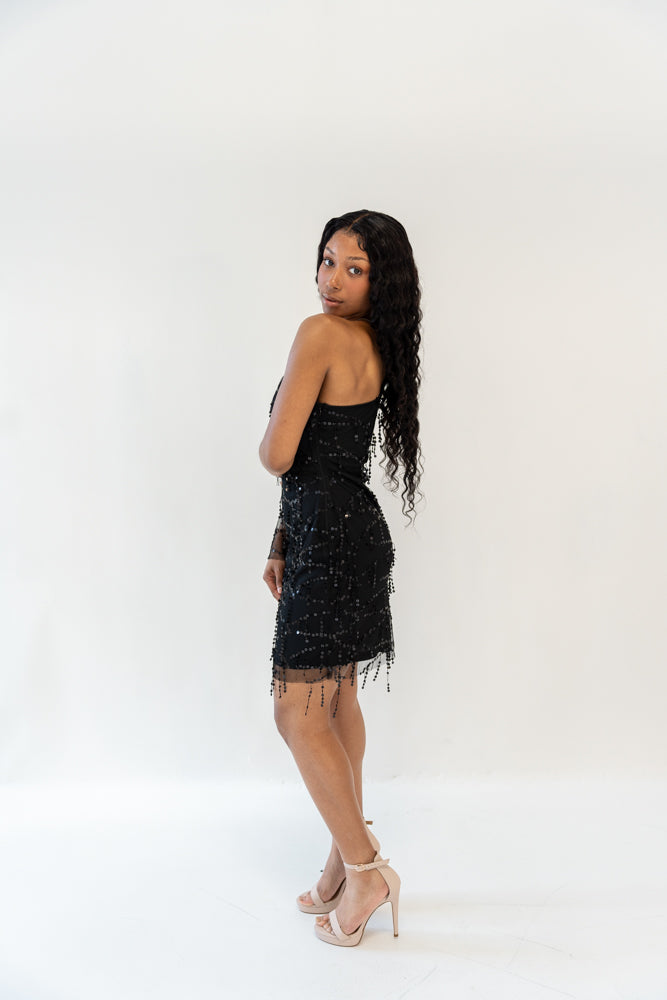 Sequin Cutout One-Shoulder Dress - Donny's Angel