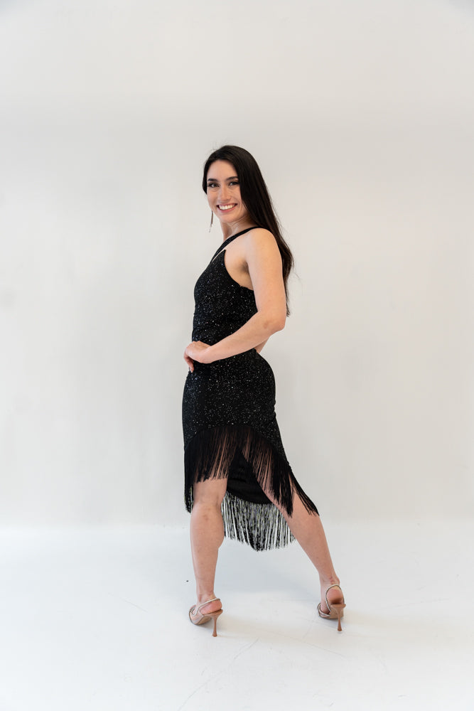 Shimmering Asymmetrical Fringed Dress - Donny's Angel