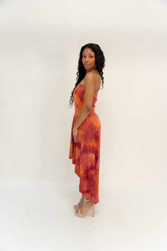 Sleeveless High Low Tie Dye Dress - Donny's Angel