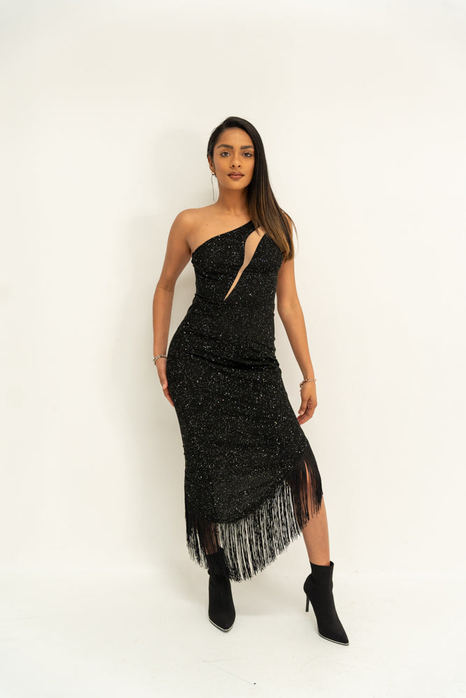 Shimmering Asymmetrical Fringed Dress - Donny's Angel