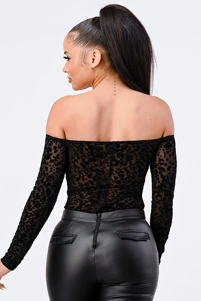 Leopard Print Off Shoulder Bodysuit - Donny's Angel