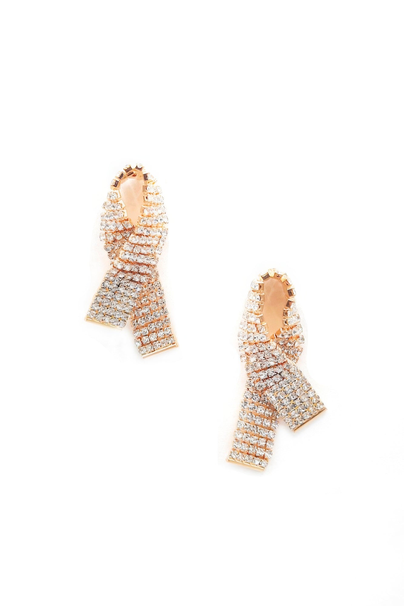 Radiant Rhinestone Awarness Bow Earring - Donny's Angel