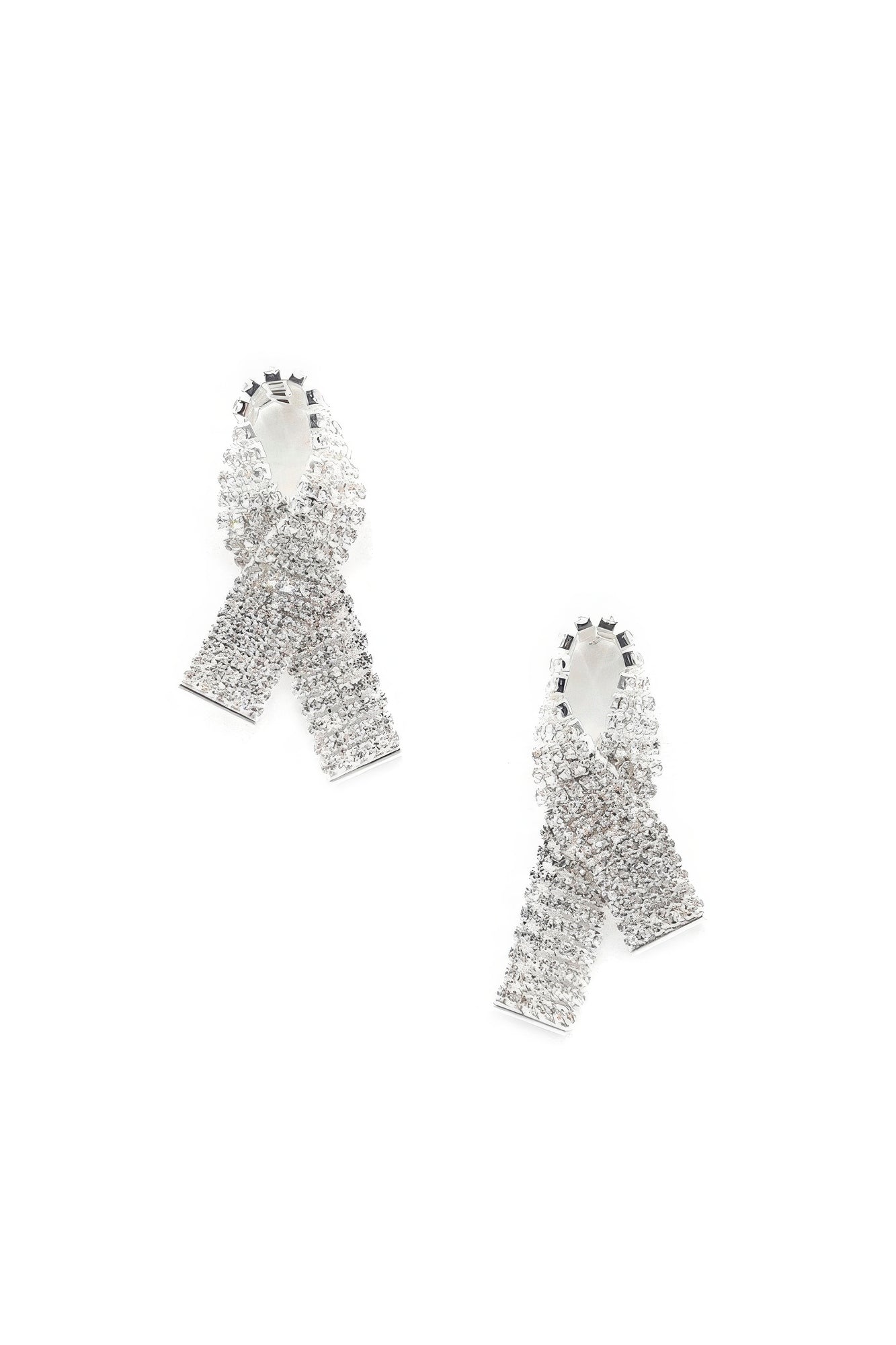 Radiant Rhinestone Awarness Bow Earring - Donny's Angel