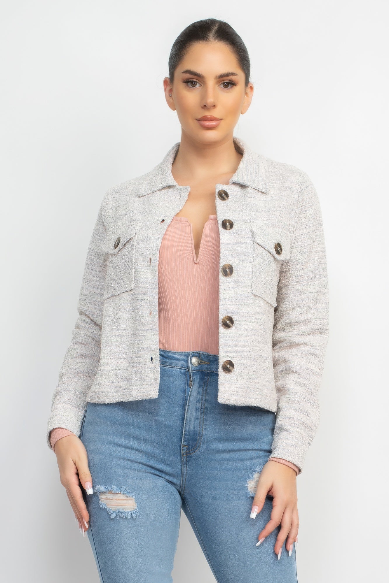 Plaid Tweed Cropped Jacket - Donny's Angel