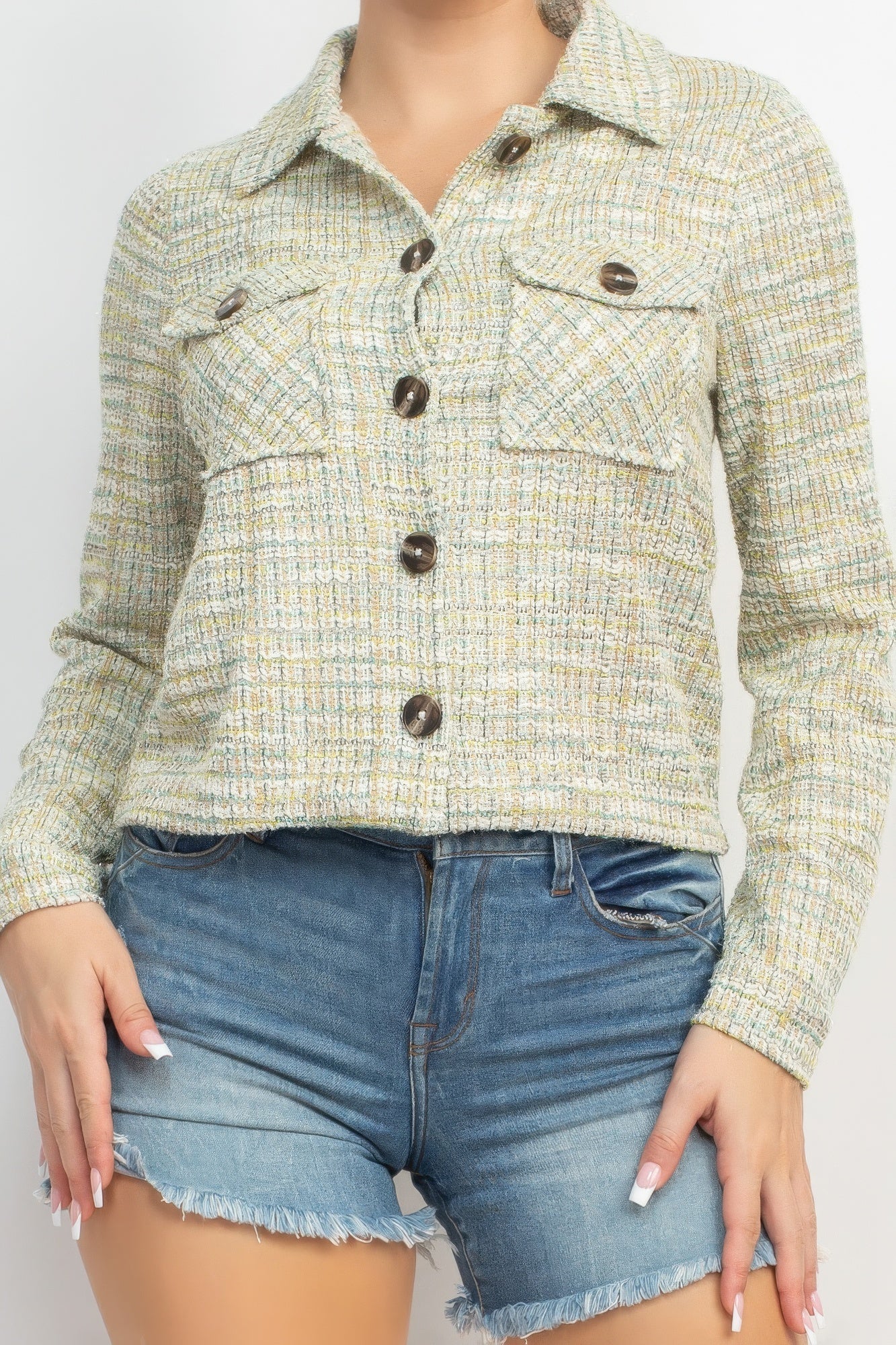 Plaid Tweed Cropped Jacket - Donny's Angel