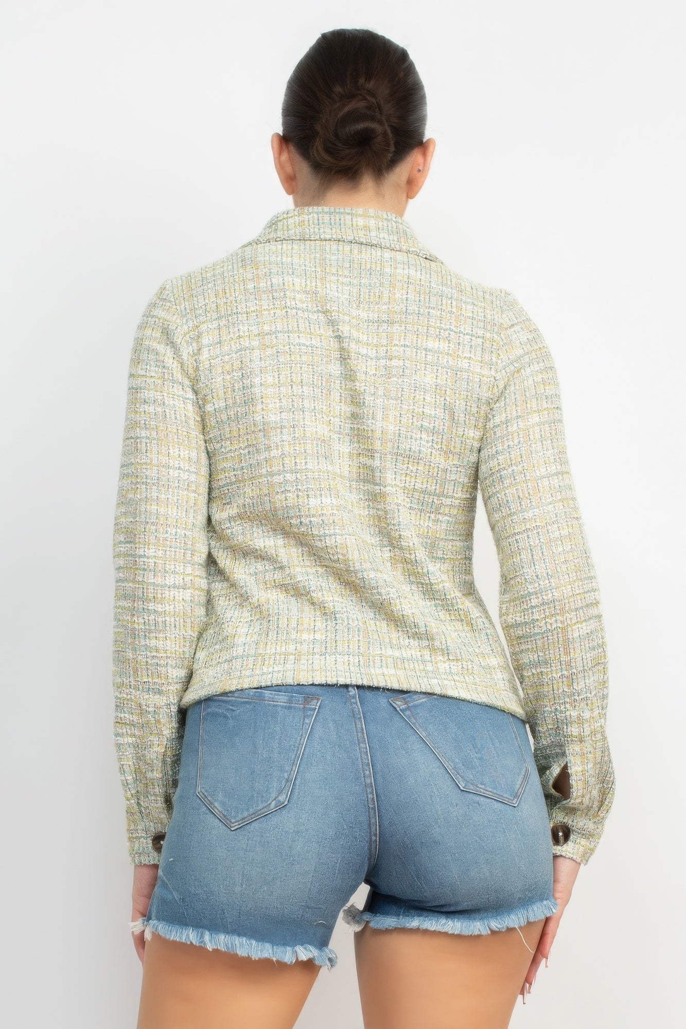 Plaid Tweed Cropped Jacket - Donny's Angel