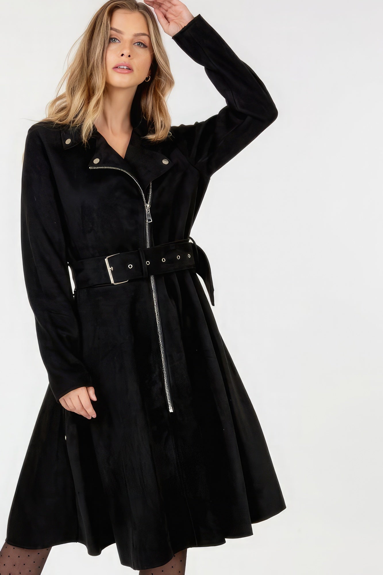 Belted Faux Suede Coat - Donny's Angel