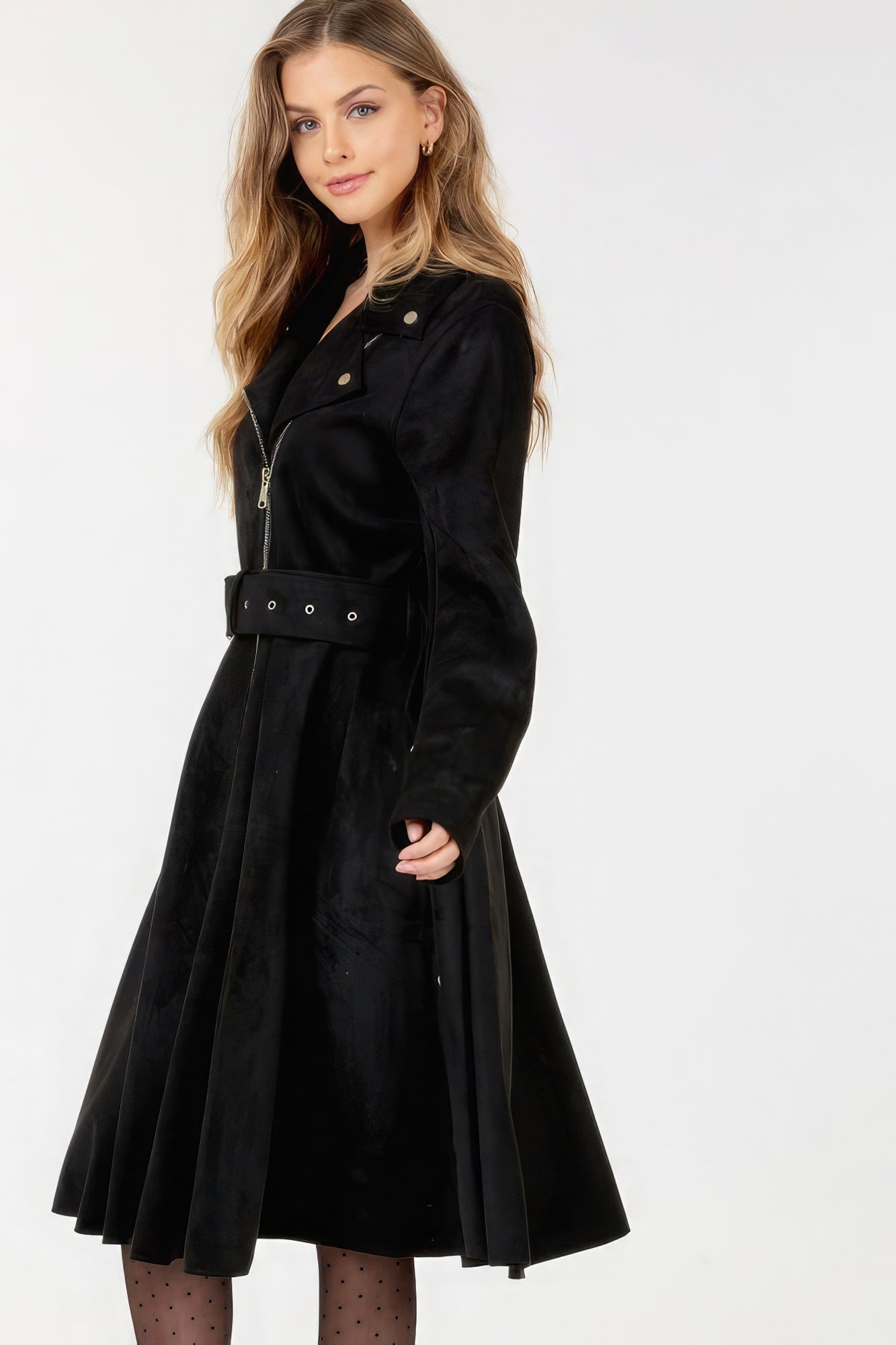 Belted Faux Suede Coat - Donny's Angel