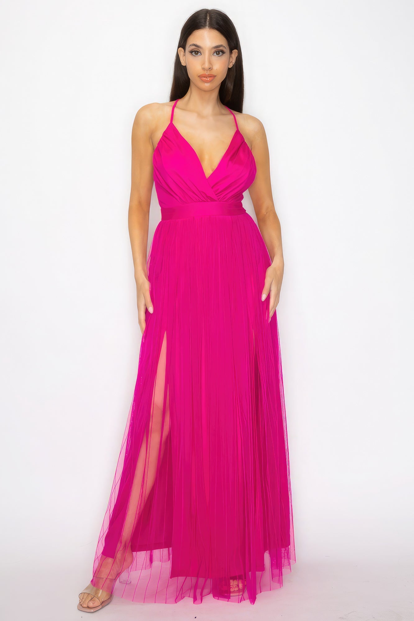 Mesh Double Slit Maxi Dress - Donny's Angel