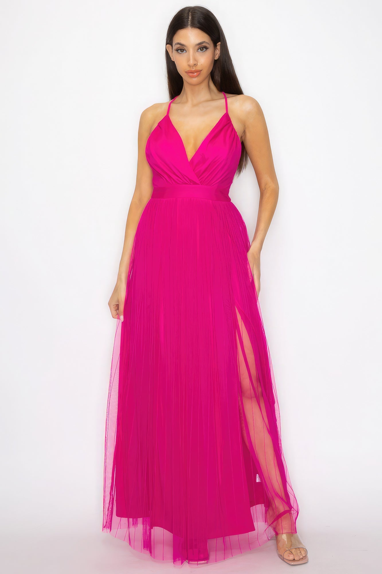 Mesh Double Slit Maxi Dress - Donny's Angel