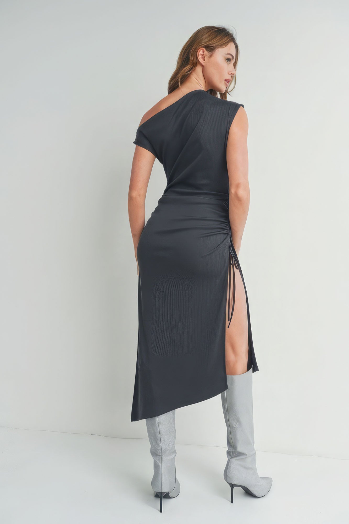 Off The Shoulder Maxi Dress With Slit - Donny's Angel