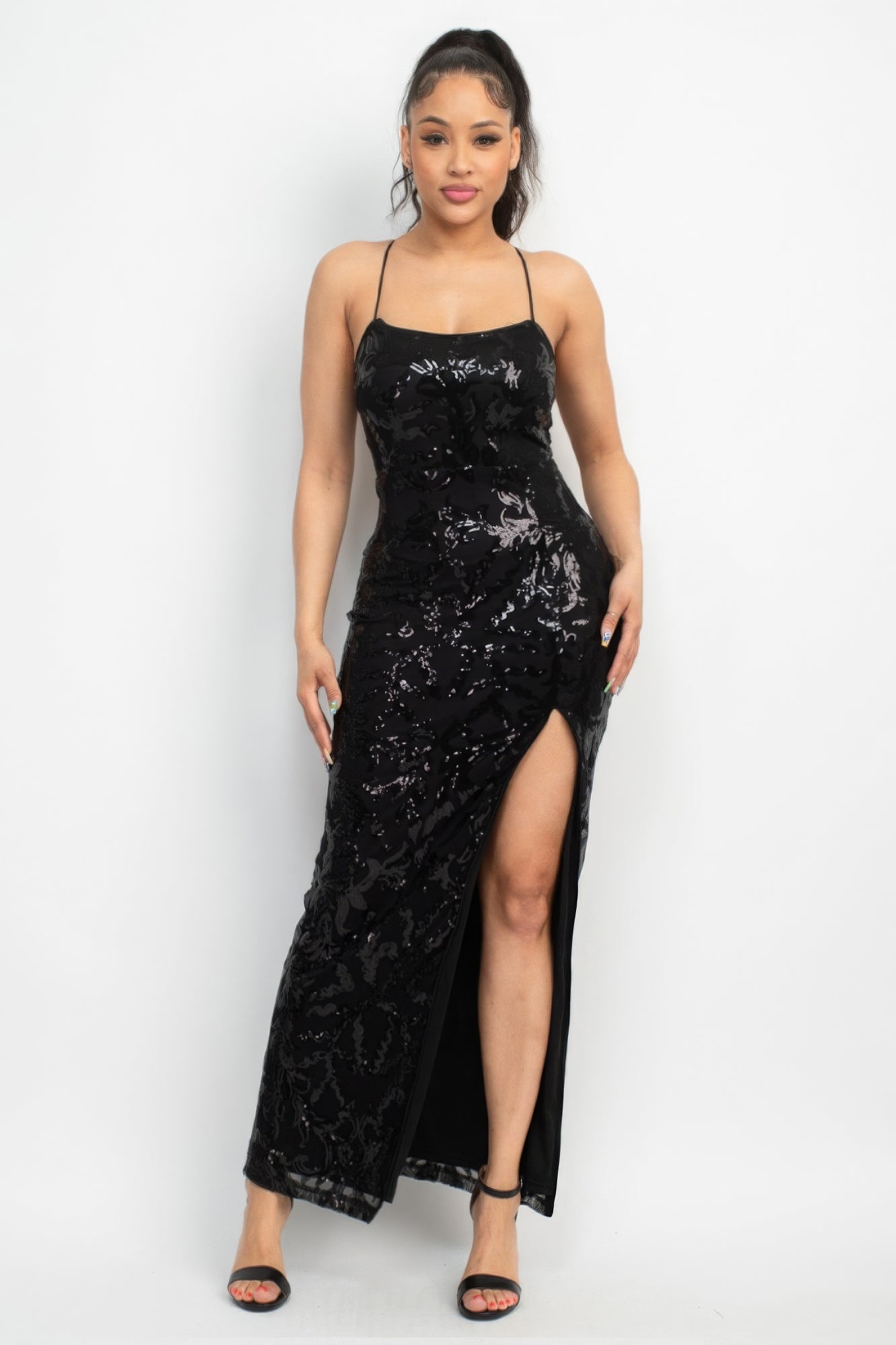 Sexy Sequin Maxi Dress with Slit - Donny's Angel