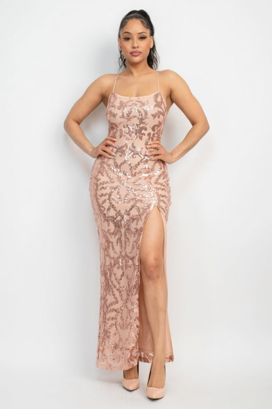 Sexy Sequin Maxi Dress with Slit - Donny's Angel